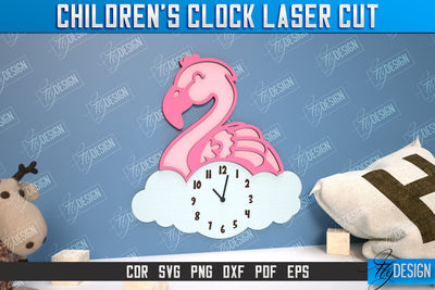 Children’s Clock Laser Cut Design, Kids Room Wall Decoration, Nursery Wall Decor SVG Fly Design 
