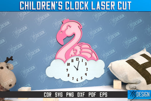 Children’s Clock Laser Cut Design, Kids Room Wall Decoration, Nursery Wall Decor SVG Fly Design 
