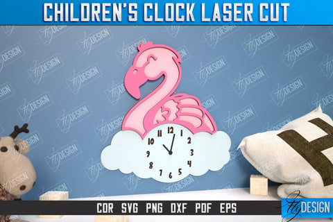 Children’s Clock Laser Cut Design, Kids Room Wall Decoration, Nursery Wall Decor SVG Fly Design 