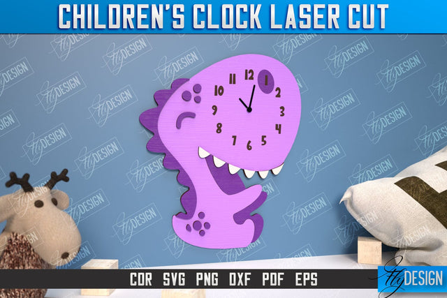 Children’s Clock Laser Cut Design, Kids Room Wall Decoration, Nursery Wall Decor SVG Fly Design 