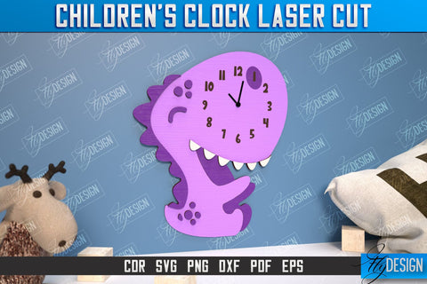 Children’s Clock Laser Cut Design, Kids Room Wall Decoration, Nursery Wall Decor SVG Fly Design 