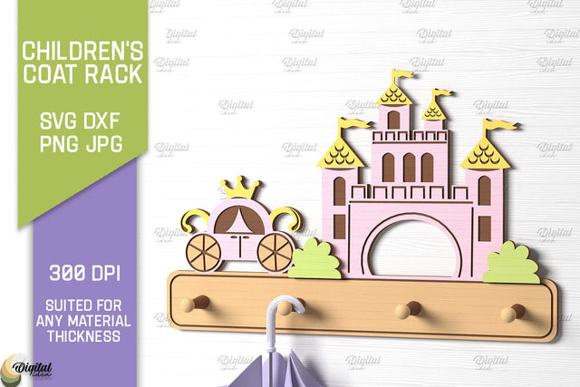 Children's Coat Rack Laser Cut. 3D Wooden Wall Hanging SVG SVG Evgenyia Guschina 