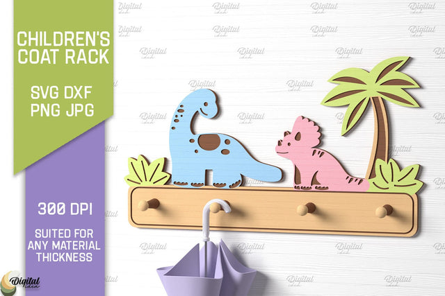 Children's Coat Rack Laser Cut. 3D Wooden Wall Hanging SVG SVG Evgenyia Guschina 