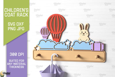 Children's Coat Rack Laser Cut. 3D Wooden Wall Hanging SVG SVG Evgenyia Guschina 