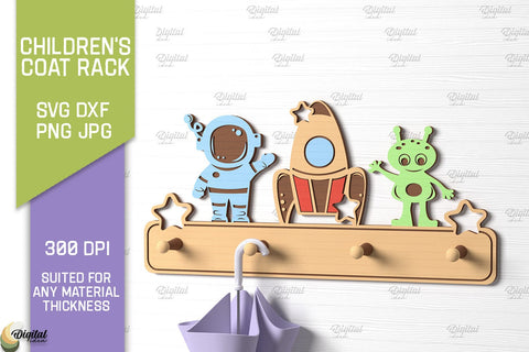 Children's Coat Rack Laser Cut Bundle. 3D Wooden Wall Hanging SVG SVG Evgenyia Guschina 