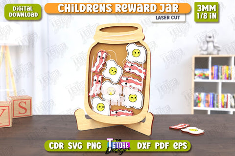 Children’s Reward Jar Laser Cut Bundle | Classroom Reward Jar | Good Behavior Jar | Kindness Jar | CNC Files SVG The T Store Design 
