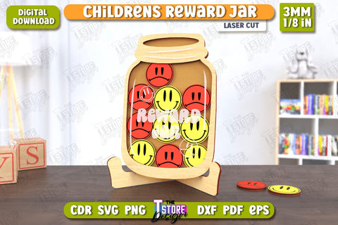 Children’s Reward Jar Laser Cut Bundle | Classroom Reward Jar | Good Behavior Jar | Kindness Jar | CNC Files SVG The T Store Design 