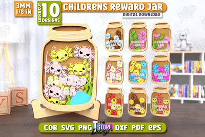 Children’s Reward Jar Laser Cut Bundle | Classroom Reward Jar | Good Behavior Jar | Kindness Jar | CNC Files SVG The T Store Design 