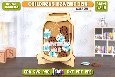 Children’s Reward Jar Laser Cut | Classroom Reward Jar | Good Behavior Jar | Kindness Jar | CNC File SVG The T Store Design 