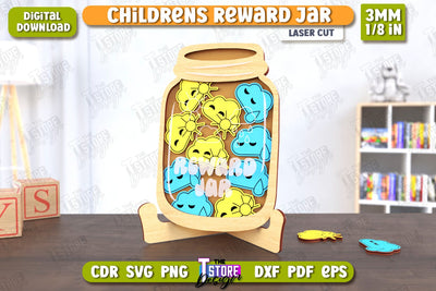 Children’s Reward Jar Laser Cut | Classroom Reward Jar | Good Behavior Jar | Kindness Jar | CNC File SVG The T Store Design 