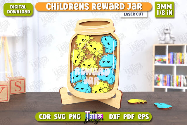 Children’s Reward Jar Laser Cut | Classroom Reward Jar | Good Behavior Jar | Kindness Jar | CNC File SVG The T Store Design 