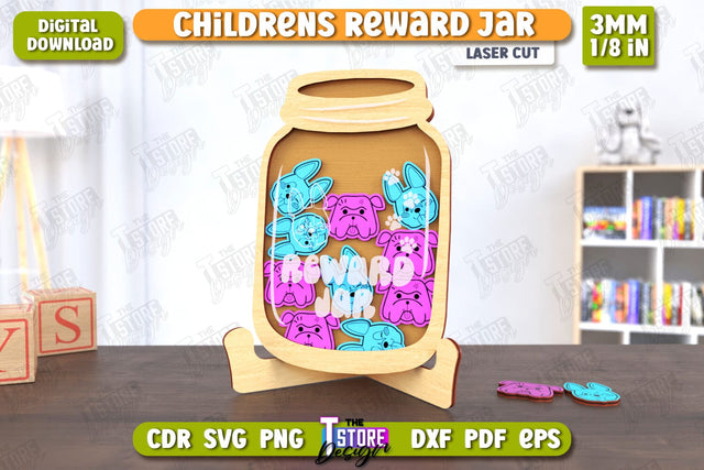 Children’s Reward Jar Laser Cut | Classroom Reward Jar | Good Behavior Jar | Kindness Jar | CNC File SVG The T Store Design 