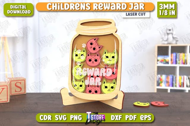Children’s Reward Jar Laser Cut | Classroom Reward Jar | Good Behavior Jar | Kindness Jar | CNC File SVG The T Store Design 