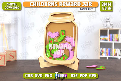 Children’s Reward Jar Laser Cut | Classroom Reward Jar | Good Behavior Jar | Kindness Jar | CNC File SVG The T Store Design 