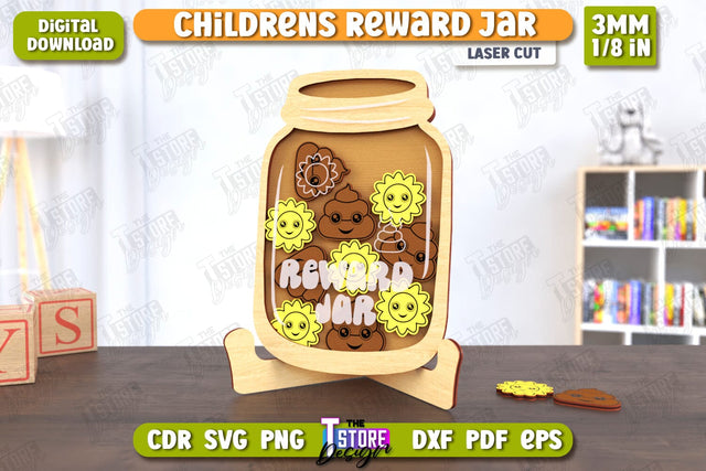 Children’s Reward Jar Laser Cut | Classroom Reward Jar | Good Behavior Jar | Kindness Jar | CNC File SVG The T Store Design 