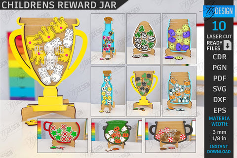 Children’s Reward Jars Laser Cut Bundle | Classroom Reward Jars | Good Behavior Jars | Kindness Jars | Kids Laser | Personalized Designs | CNC Files SVG Fly Design 