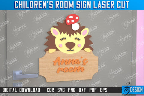 Children's Room Sign Bundle | Door Sign | Nursery Name Sign | Hedgehog Design | CNC Files SVG Fly Design 