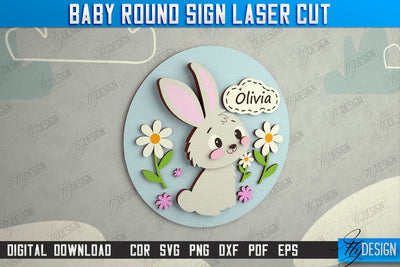 Children's Room Sign | Door Round Sign | Personalized Nursery Sign | Hare Design | Signboard | CNC File SVG Fly Design 