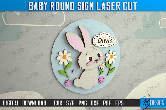 Children's Room Sign | Door Round Sign | Personalized Nursery Sign | Hare Design | Signboard | CNC File SVG Fly Design 