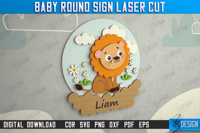 Children's Room Sign | Door Round Sign | Personalized Nursery Sign | Lion Design | Signboard | CNC File SVG Fly Design 