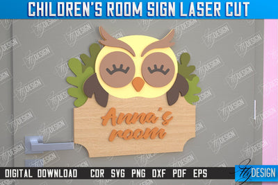 Children's Room Sign | Door Sign | Nursery Name Sign | Owl Design | CNC File SVG Fly Design 