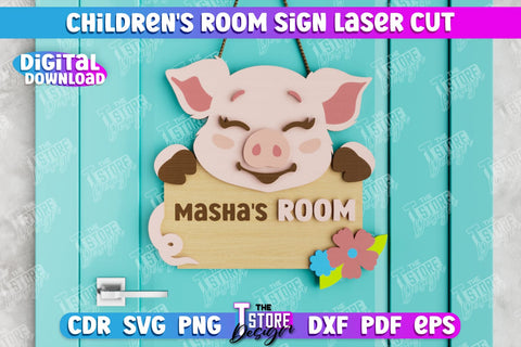 Children's Room Signs Bundle | Door Sign | Nursery Name Sign | Animals Design | CNC Files SVG The T Store Design 