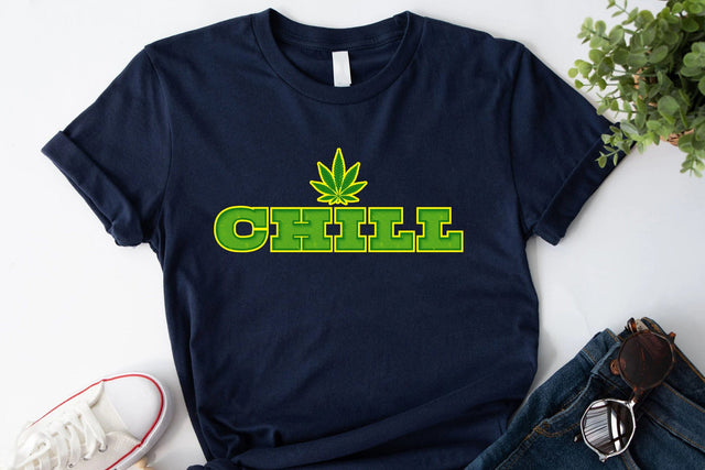 Chill - Cannabis Weed Leaf Green And Yellow Png Sublimation Karma Genie Graphics 