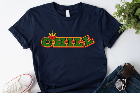 Chill - Cannabis Weed Leaf Red Gold And Green Png Sublimation Sublimation Karma Genie Graphics 