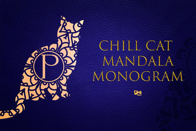 Chill Cat Mandala Monogram Font Dm Letter Studio 