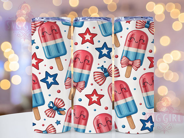 Chill & Cheer Patriotic Popsicle Tumbler, 4th Of July Tumbler Wrap, Red White Blue Popsicle, Cute USA Tumbler Design, Summer Popsicle Sublimation, Independence Day Tumbler, American Flag Ice Pop Wrap Sublimation SvggirlplusArt 