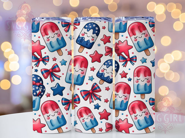 Chill & Cheer Patriotic Popsicle Tumbler, 4th Of July Tumbler Wrap, Red White Blue Popsicle, Cute USA Tumbler Design, Summer Popsicle Sublimation, Independence Day Tumbler, American Flag Ice Pop Wrap Sublimation SvggirlplusArt 