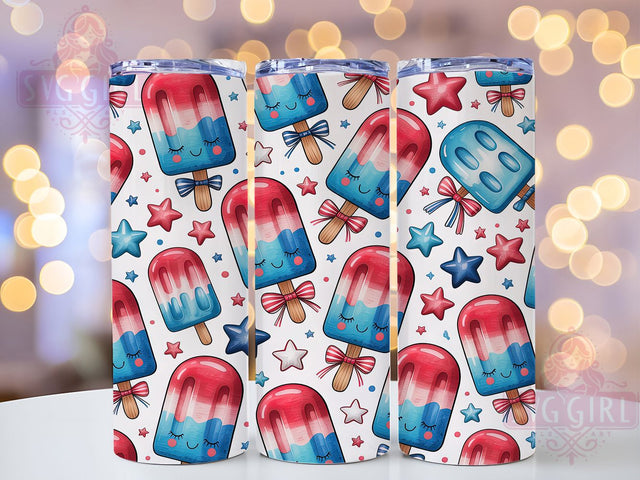 Chill & Cheer Patriotic Popsicle Tumbler, 4th Of July Tumbler Wrap, Red White Blue Popsicle, Cute USA Tumbler Design, Summer Popsicle Sublimation, Independence Day Tumbler, American Flag Ice Pop Wrap Sublimation SvggirlplusArt 