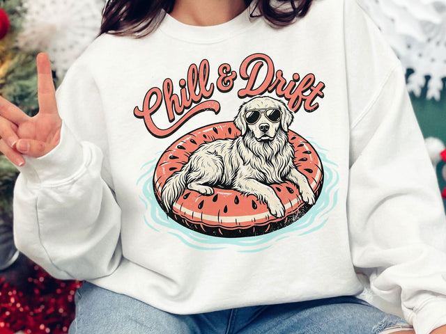 Chill & Drift Dog PNG, Funny Summer Golden Retriever T-Shirt Design SVG DesignDestine 