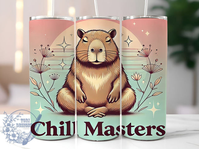 Chill Masters Capybara Tumbler Wrap, Capybara Tumbler, Chill Masters, 20oz Tumbler Wrap, Sublimation Design, Animal Lover Gift, Cute Drinkware, Relaxed Vibes Sublimation ToriDesigns 