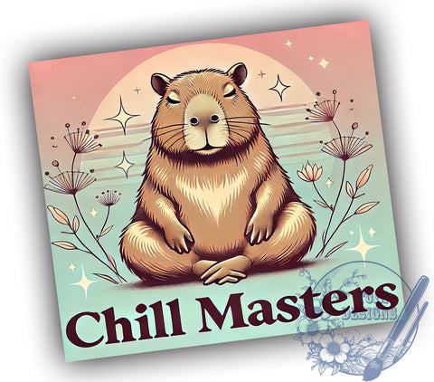 Chill Masters Capybara Tumbler Wrap, Capybara Tumbler, Chill Masters, 20oz Tumbler Wrap, Sublimation Design, Animal Lover Gift, Cute Drinkware, Relaxed Vibes Sublimation ToriDesigns 