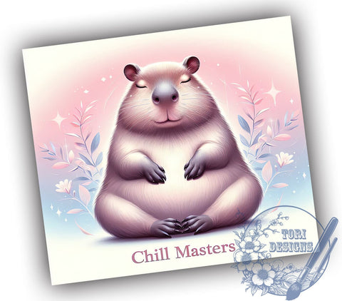 Chill Masters Capybara Tumbler Wrap, Capybara Tumbler, Chill Masters, 20oz Tumbler Wrap, Sublimation Design, Animal Lover Gift, Cute Drinkware, Relaxed Vibes Sublimation ToriDesigns 