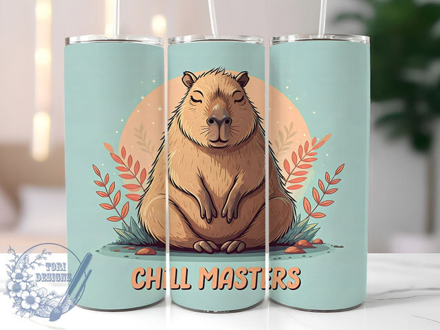 Chill Masters Capybara Tumbler Wrap, Capybara Tumbler, Chill Masters, 20oz Tumbler Wrap, Sublimation Design, Animal Lover Gift, Cute Drinkware, Relaxed Vibes Sublimation ToriDesigns 