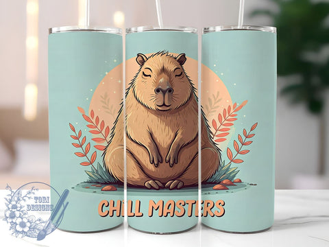 Chill Masters Capybara Tumbler Wrap, Capybara Tumbler, Chill Masters, 20oz Tumbler Wrap, Sublimation Design, Animal Lover Gift, Cute Drinkware, Relaxed Vibes Sublimation ToriDesigns 