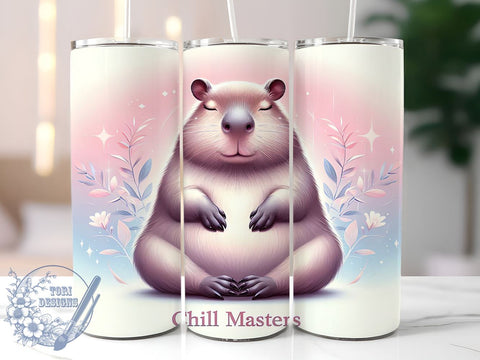 Chill Masters Capybara Tumbler Wrap, Capybara Tumbler, Chill Masters, 20oz Tumbler Wrap, Sublimation Design, Animal Lover Gift, Cute Drinkware, Relaxed Vibes Sublimation ToriDesigns 