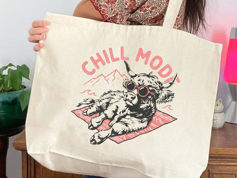 Chill Mode Highland Cow PNG, Funny Cow T-Shirt Design SVG DesignDestine 