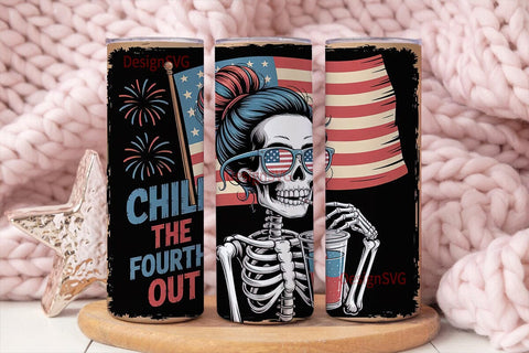 Chill Out 4th of July 20oz Tumbler Sublimation DesignSVG 