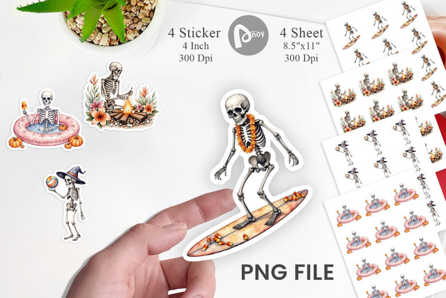 Chill Summer Skeletons Sticker Sublimation artnoy 