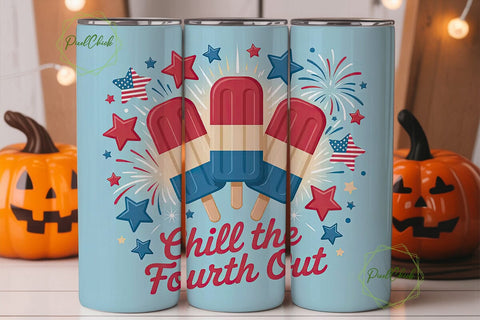 Chill the Fourth Out 20oz Tumbler Wrap Sublimation PixelChick 