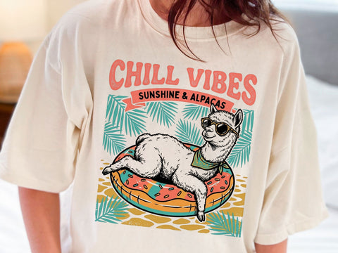 Chill Vibes Alpaca PNG, Sunshine & Alpacas T-Shirt Design SVG DesignDestine 