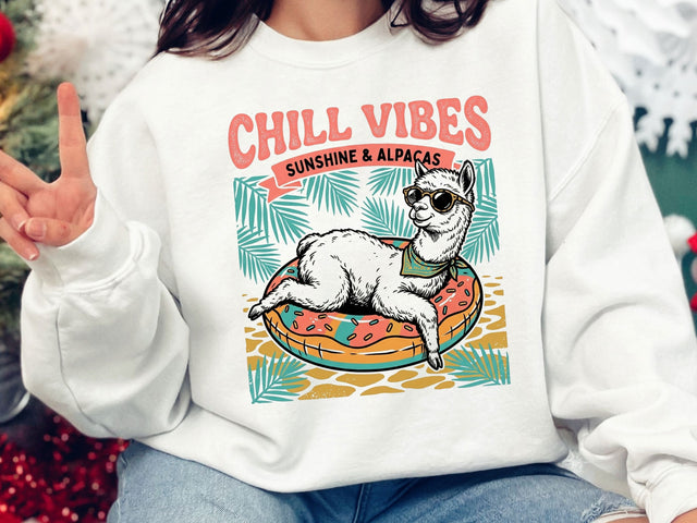 Chill Vibes Alpaca PNG, Sunshine & Alpacas T-Shirt Design SVG DesignDestine 
