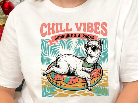 Chill Vibes Alpaca PNG, Sunshine & Alpacas T-Shirt Design SVG DesignDestine 