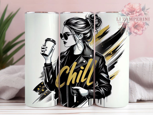 Chill Vibes Coffee Girl Cozy Tumbler, Chill Vibes Tumbler Wrap, Coffee Lover Sublimation, Relaxed Girl Design, Cute Coffee Tumbler, Cozy Morning Wrap, Coffee Aesthetic Tumbler Sublimation Li Zamperini 