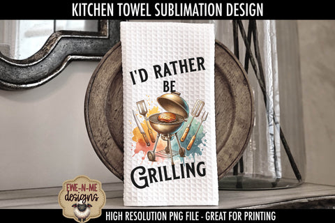 Chillin Grillin BBQ Fathers Day - Sublimation Kitchen Towel Sublimation Ewe-N-Me Designs 