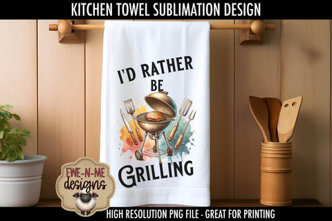 Chillin Grillin BBQ Fathers Day - Sublimation Kitchen Towel Sublimation Ewe-N-Me Designs 