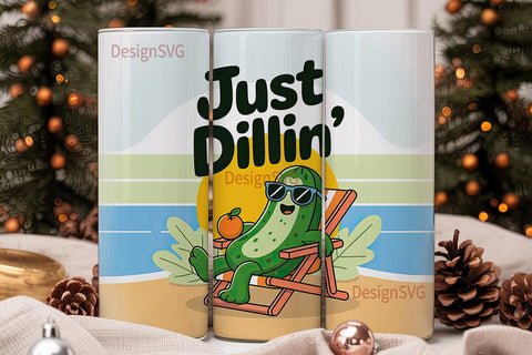 Chillin' Pickle 20oz Tumbler Wrap Sublimation DesignSVG 
